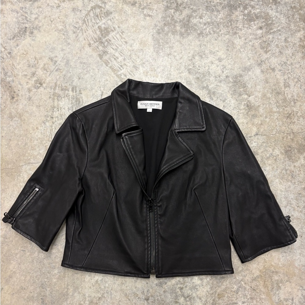 Black Leather‎ Moto Jacket - Picture 2 of 4